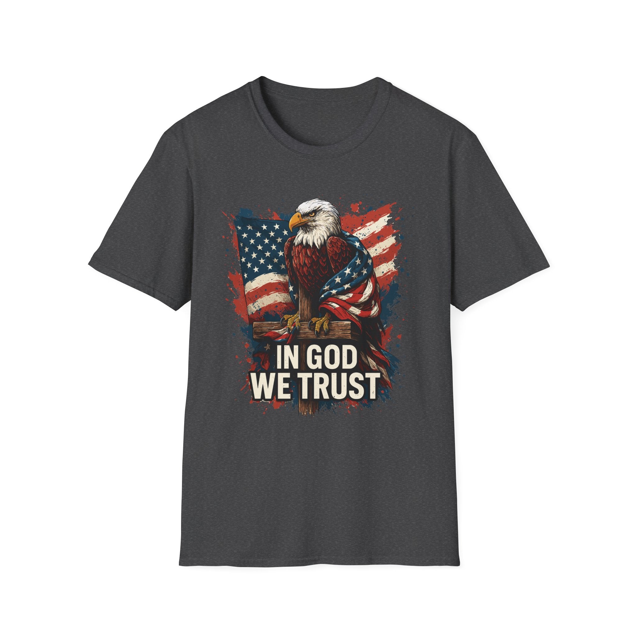 In God We Trust Bald Eagle T-Shirt – Patriotic Christian Flag Shirt