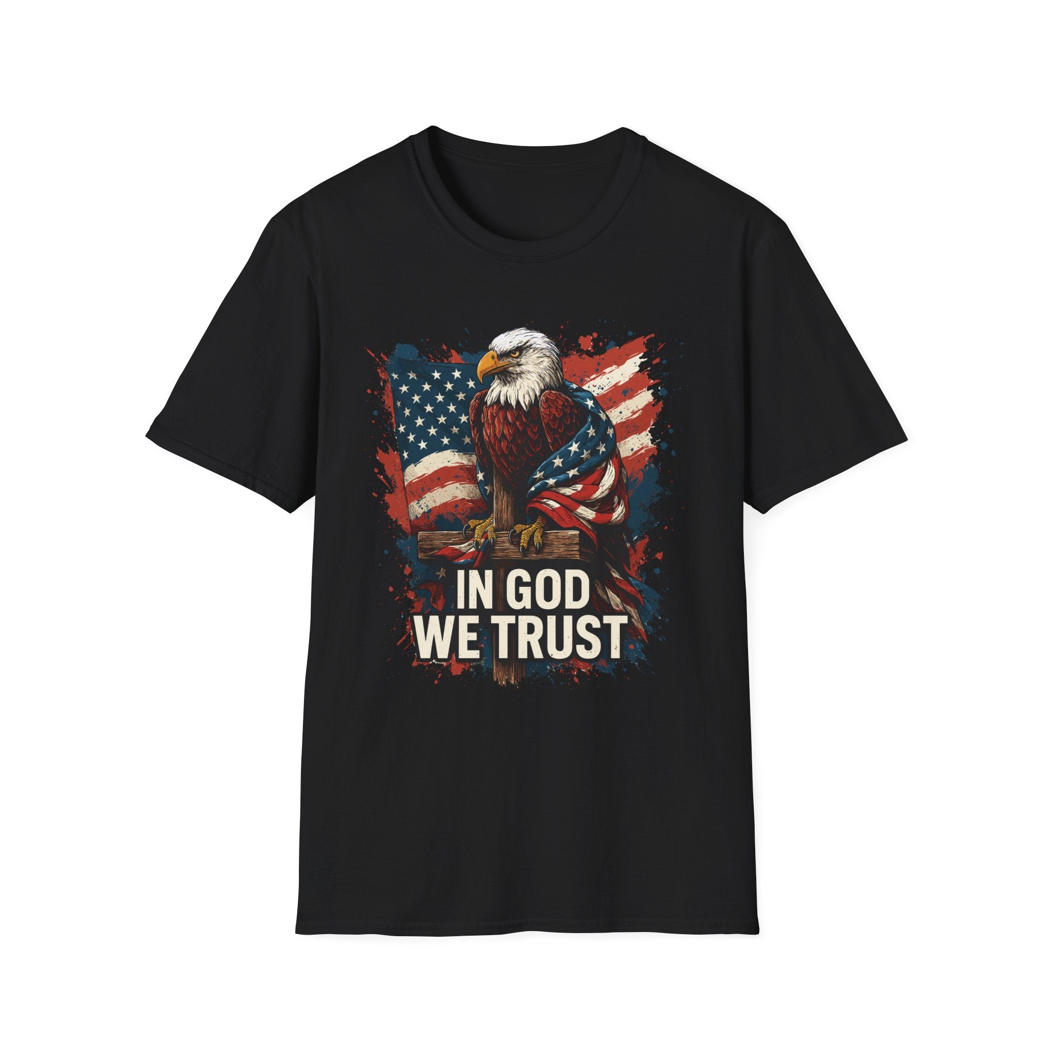 In God We Trust Bald Eagle T-Shirt – Patriotic Christian Flag Shirt