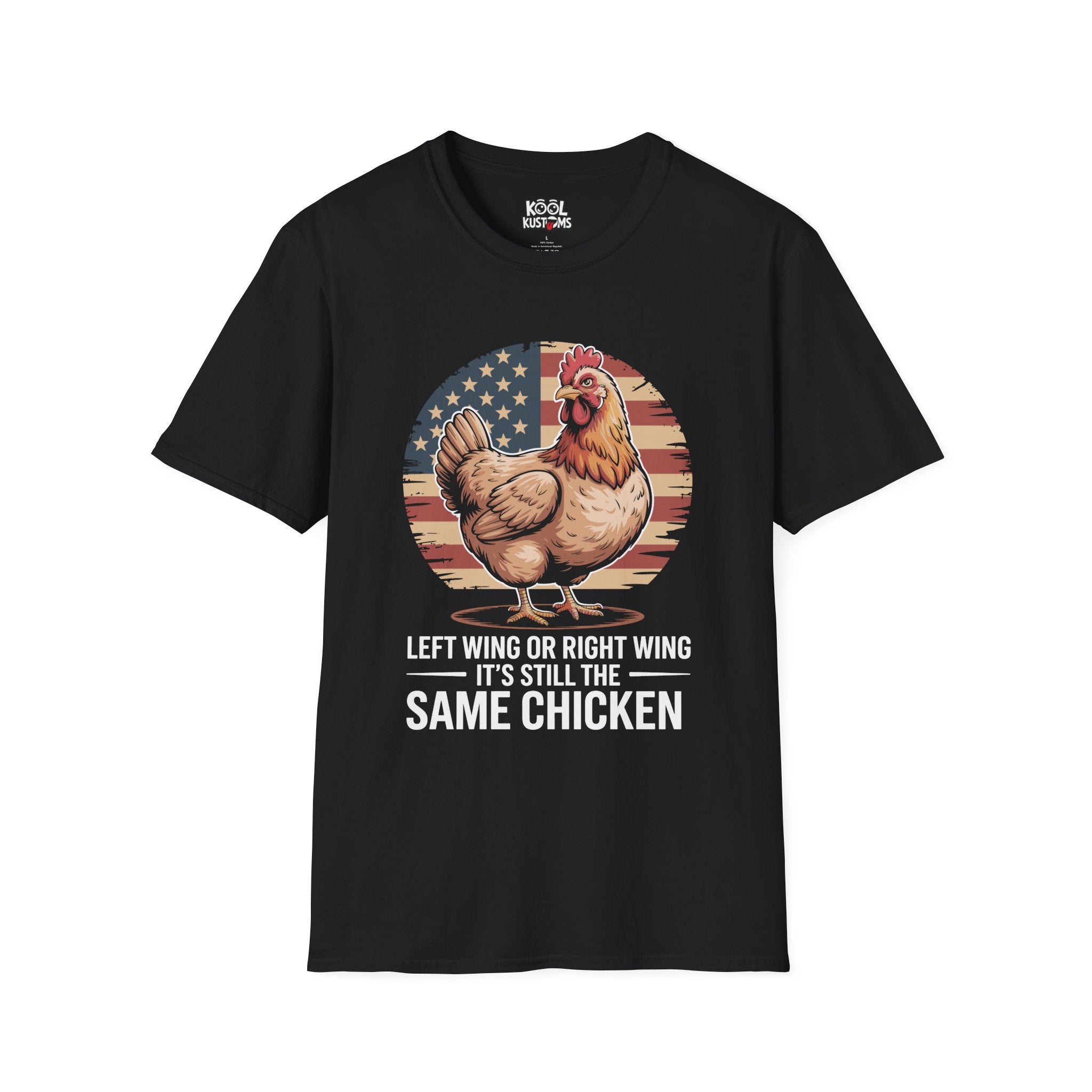 Patriotic American T Shirt - Left Wing Right Wing Same Chicken Tee