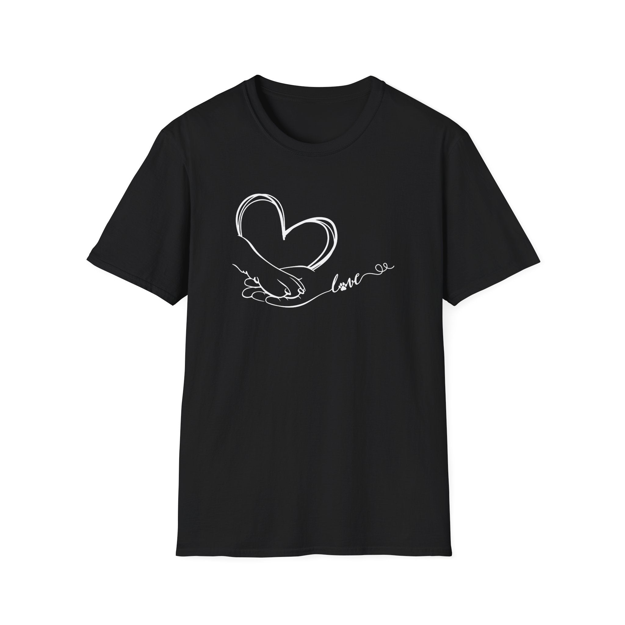 Minimalist Paw in Hand Love Unisex T-Shirt | Elegant Valentine’s Day Apparel