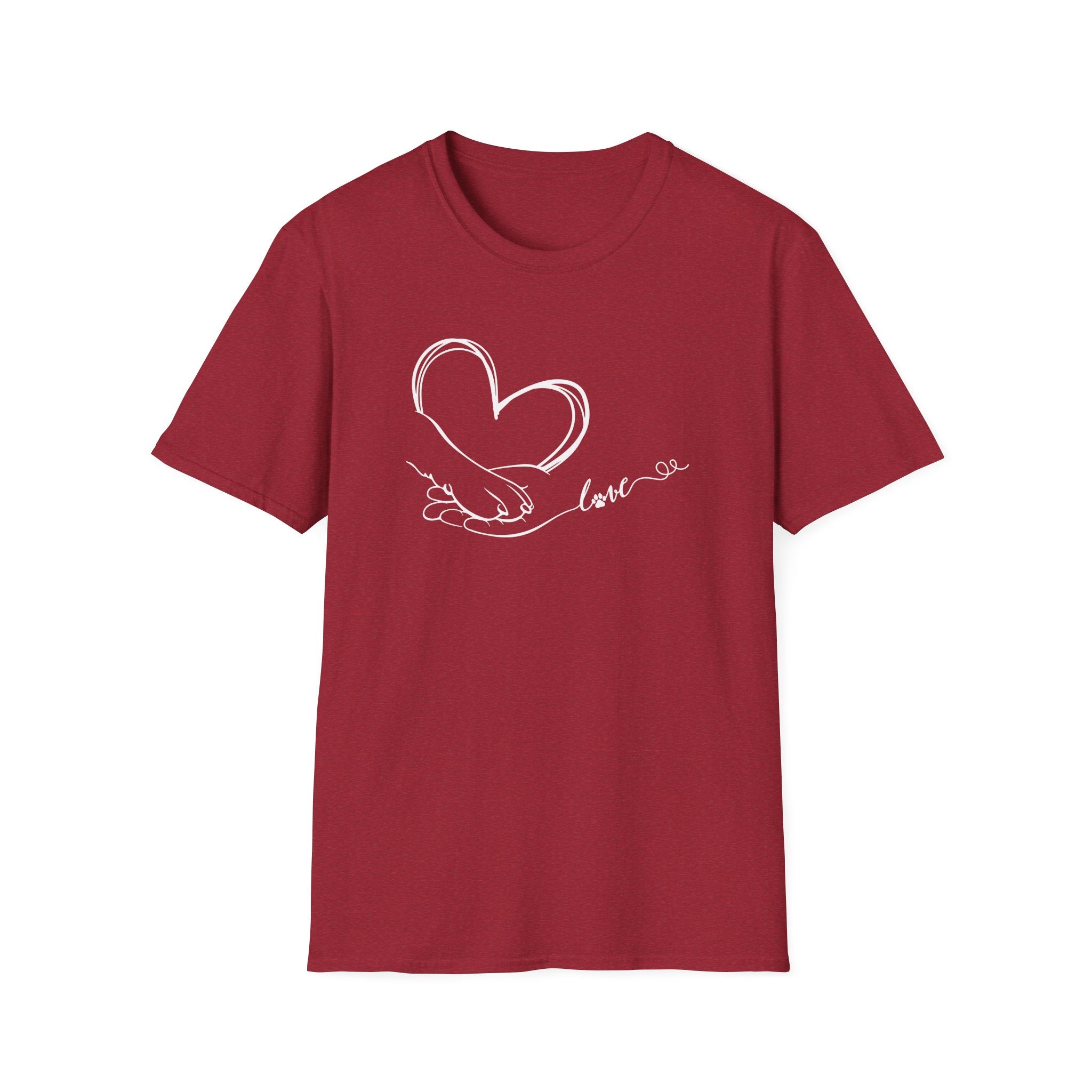 Minimalist Paw in Hand Love Unisex T-Shirt | Elegant Valentine’s Day Apparel