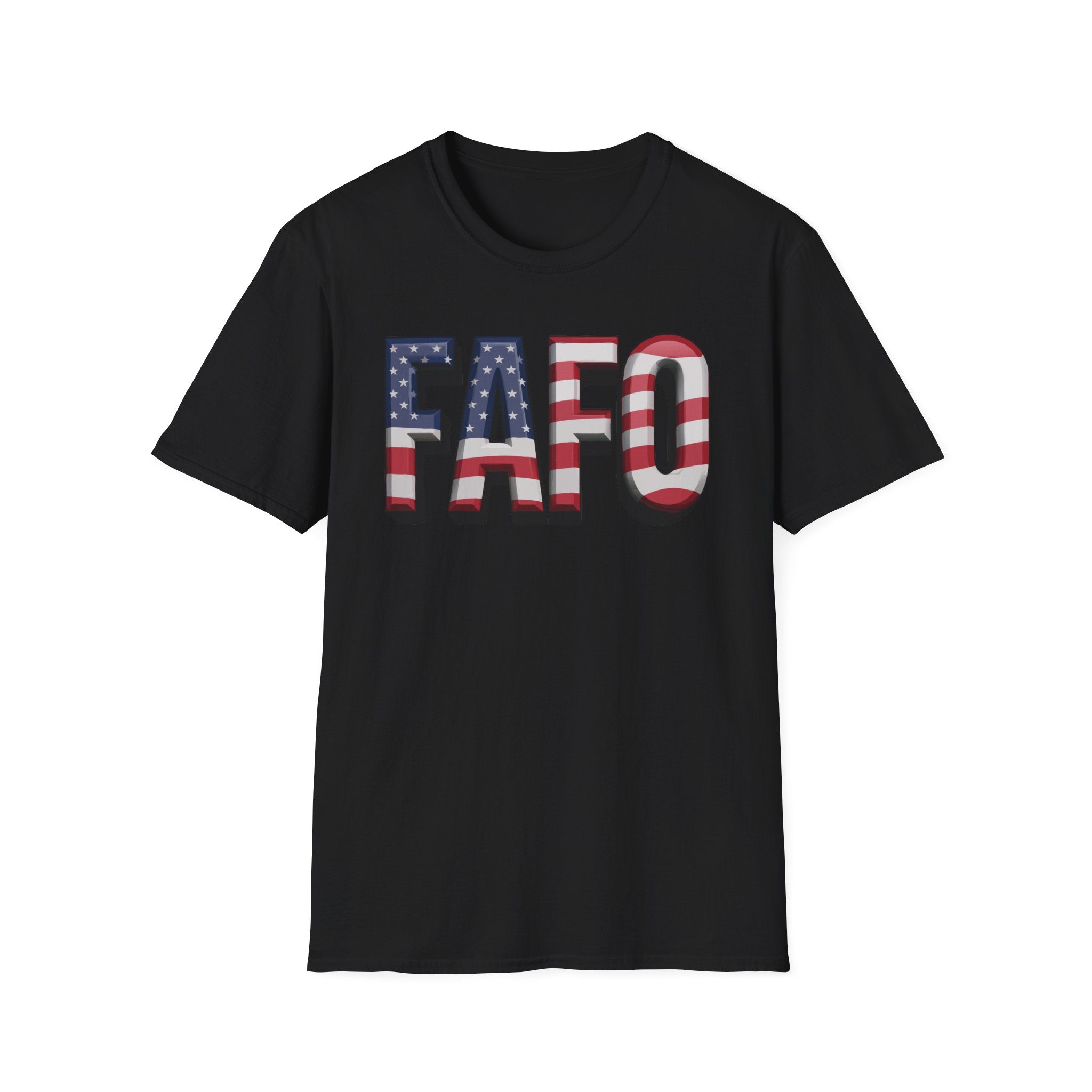 Black USA flag FAFO shirt in 3D bold font