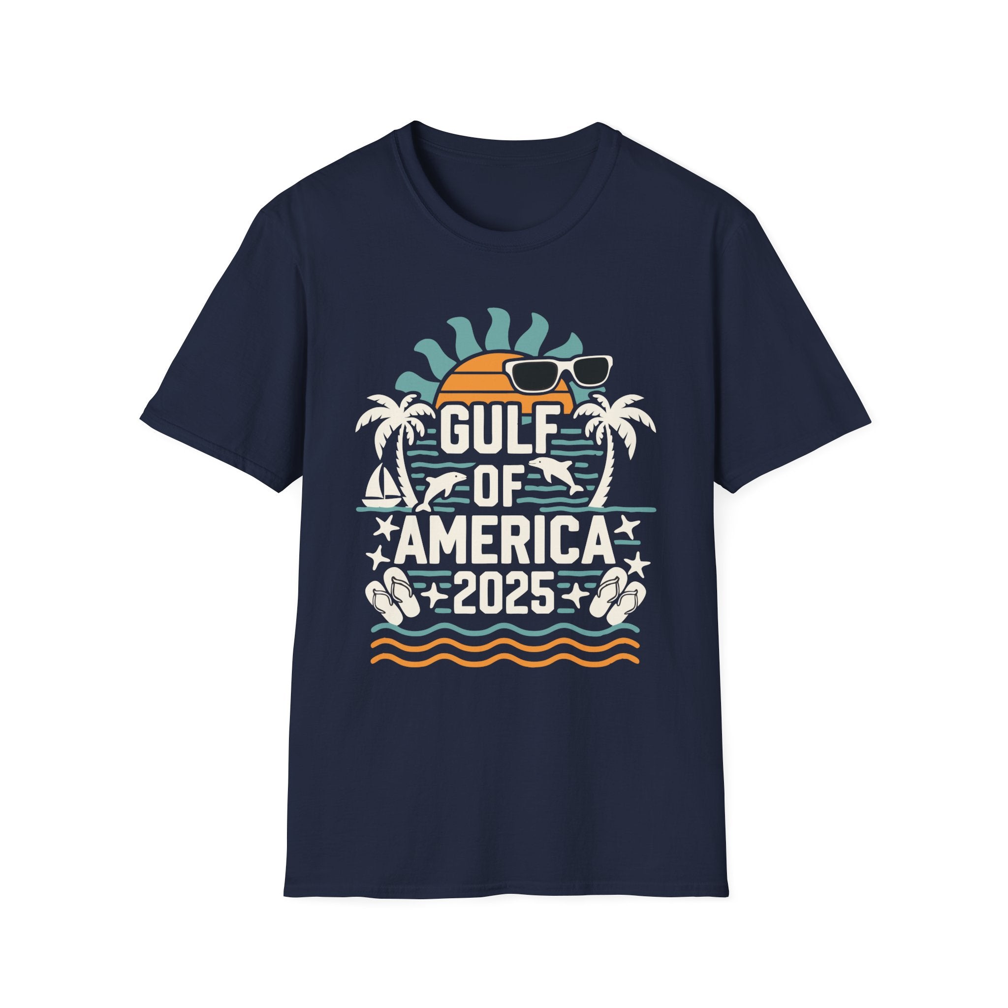 Navy Beach-themed 2025 Gulf of America patriotic tee