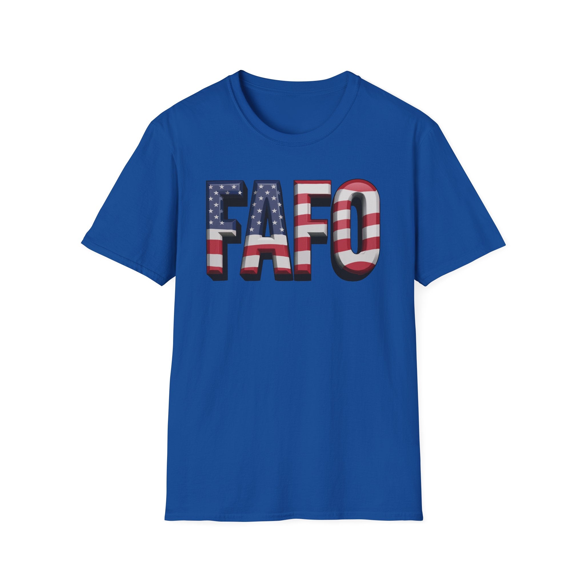 Royal Blue USA flag FAFO shirt in 3D bold font