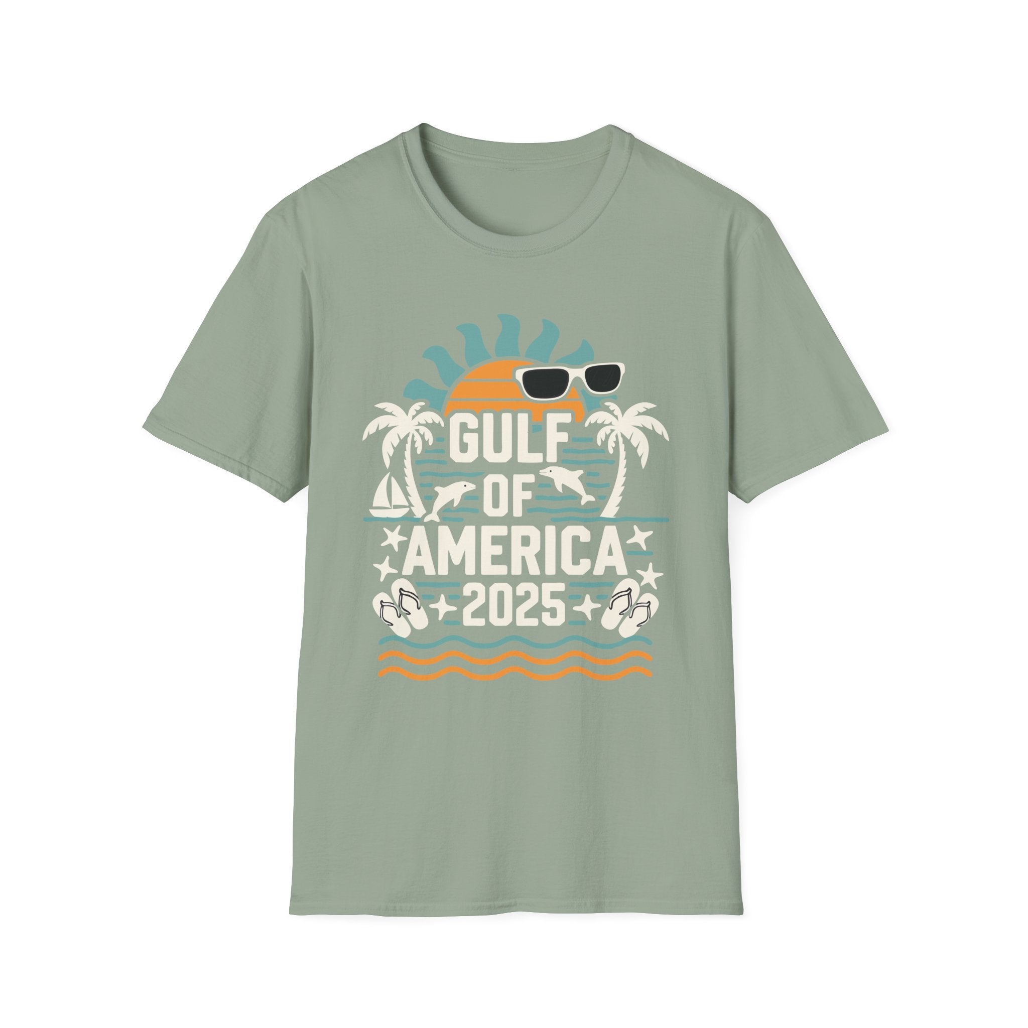 Sage Beach-themed 2025 Gulf of America patriotic tee