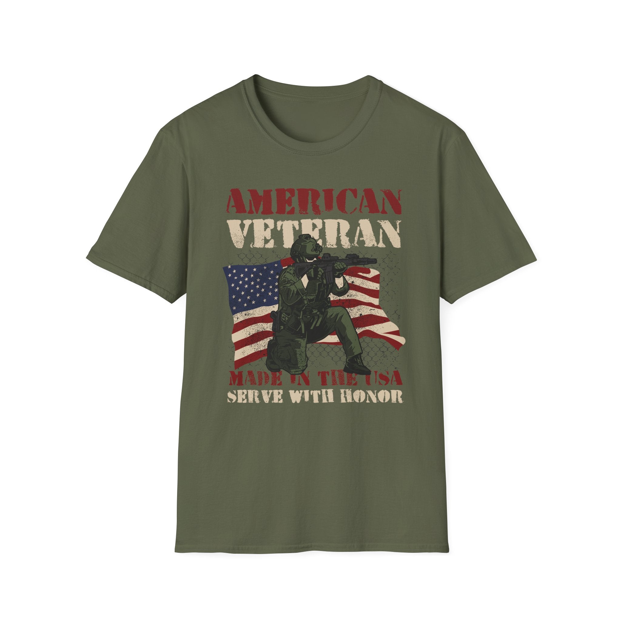 American Veteran Printed in the USA Serve With Honor Military Shirt - KoolKustoms
