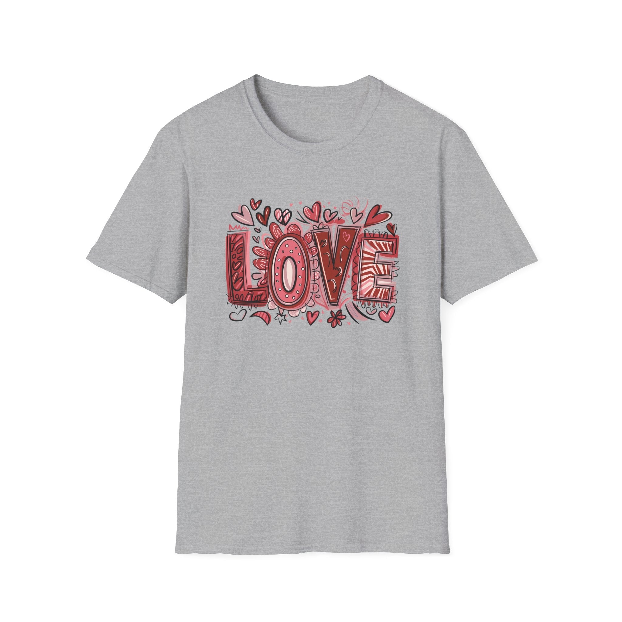 Doodle Love Unisex T-Shirt | Fun and Creative Valentine’s Day Apparel - KoolKustoms