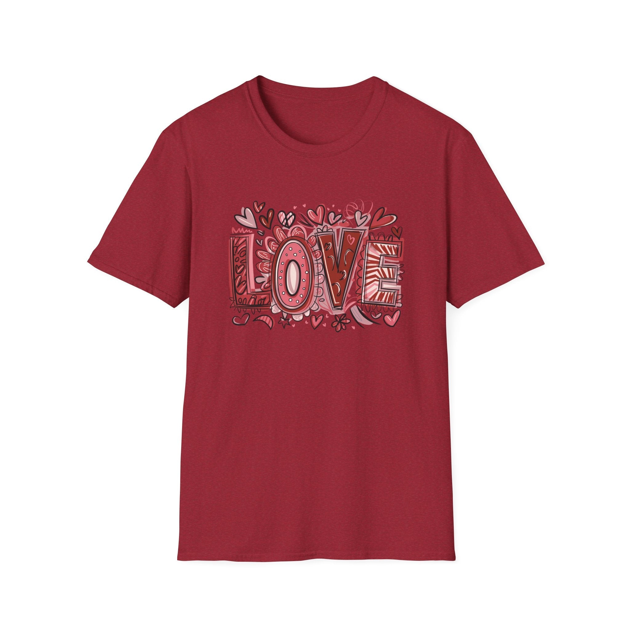 Doodle Love Unisex T-Shirt | Fun and Creative Valentine’s Day Apparel - KoolKustoms