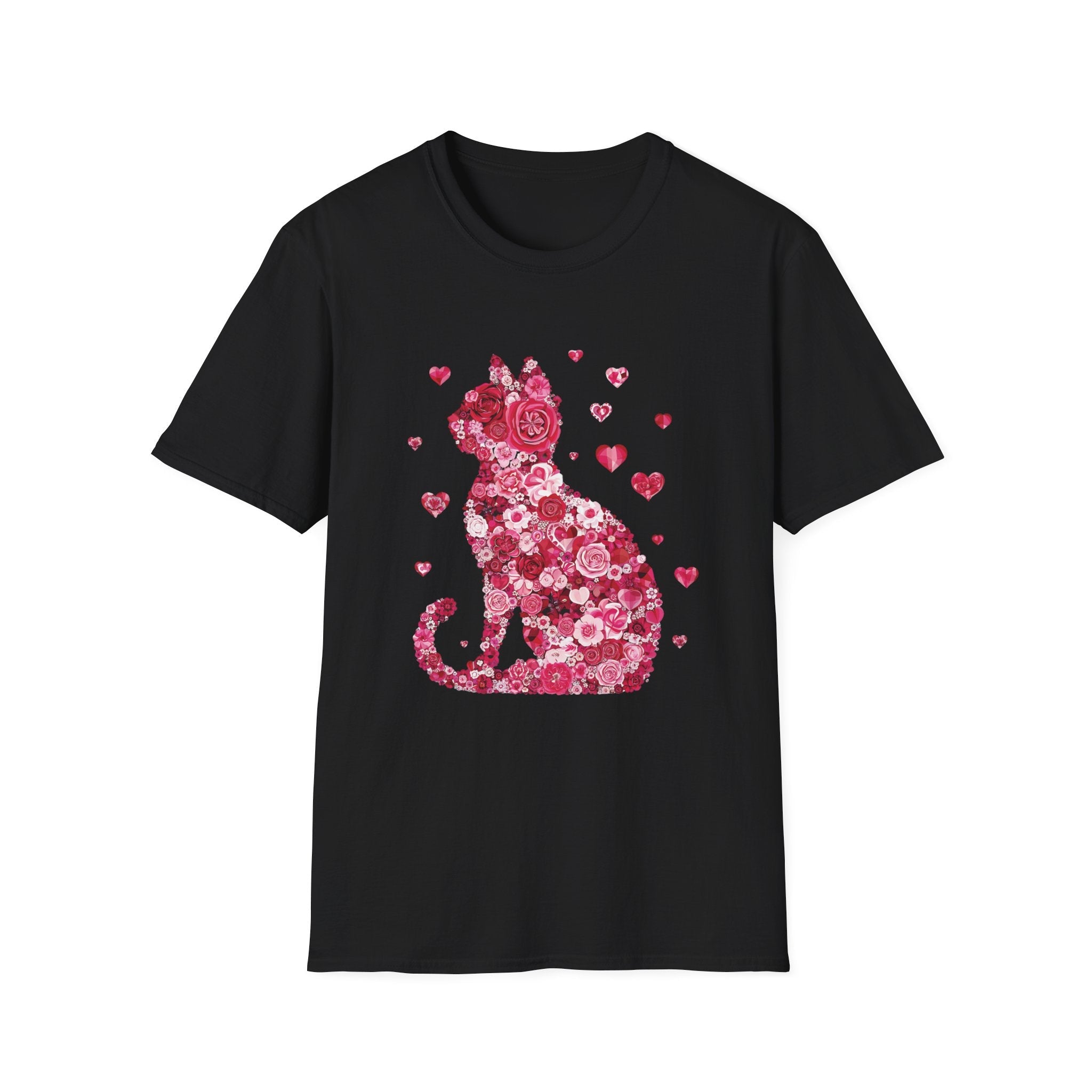 Floral Cat Silhouette T-Shirt | UNISEX | Cute Valentine’s Day Gift for Cat Lovers - KoolKustoms