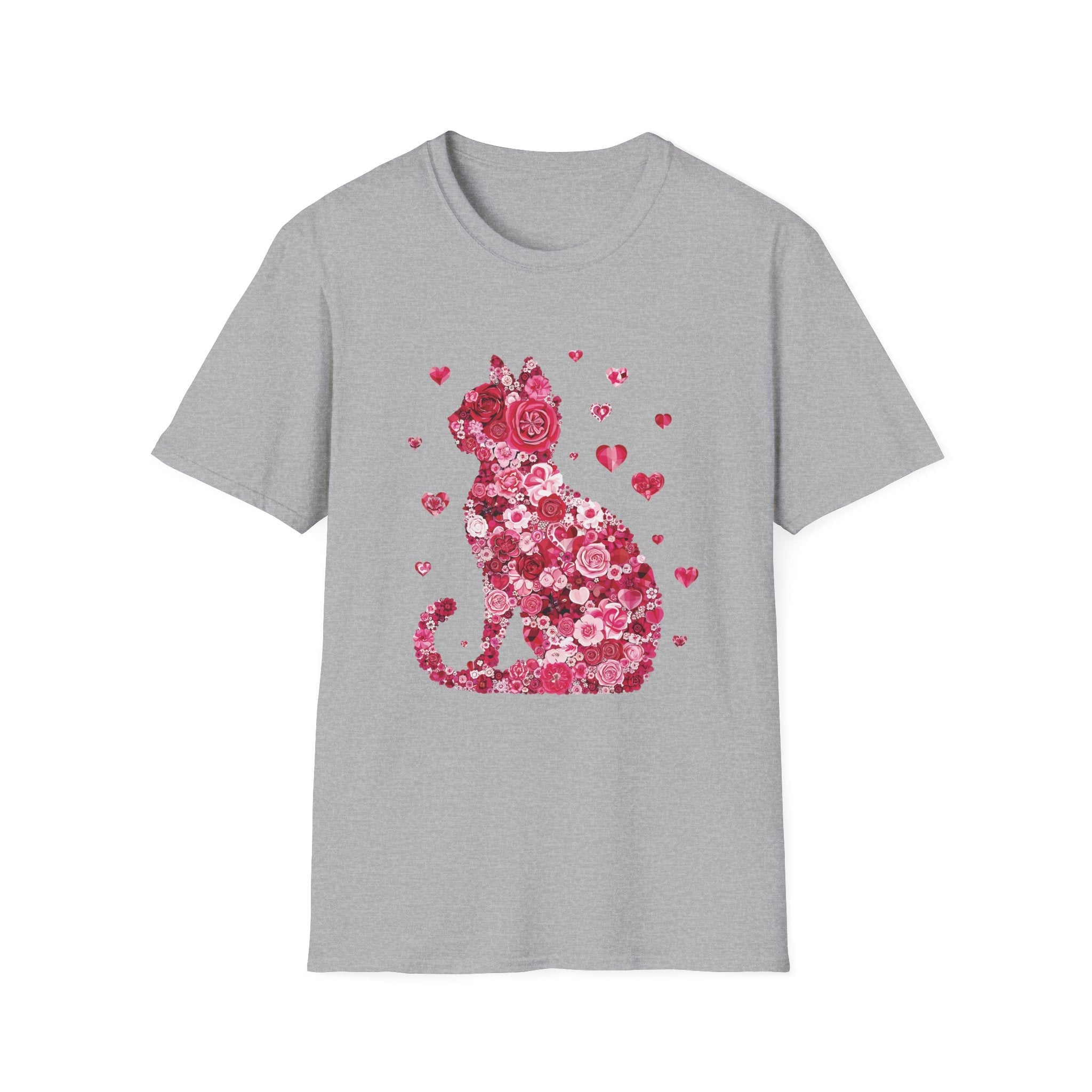 Floral Cat Silhouette T-Shirt | UNISEX | Cute Valentine’s Day Gift for Cat Lovers - KoolKustoms