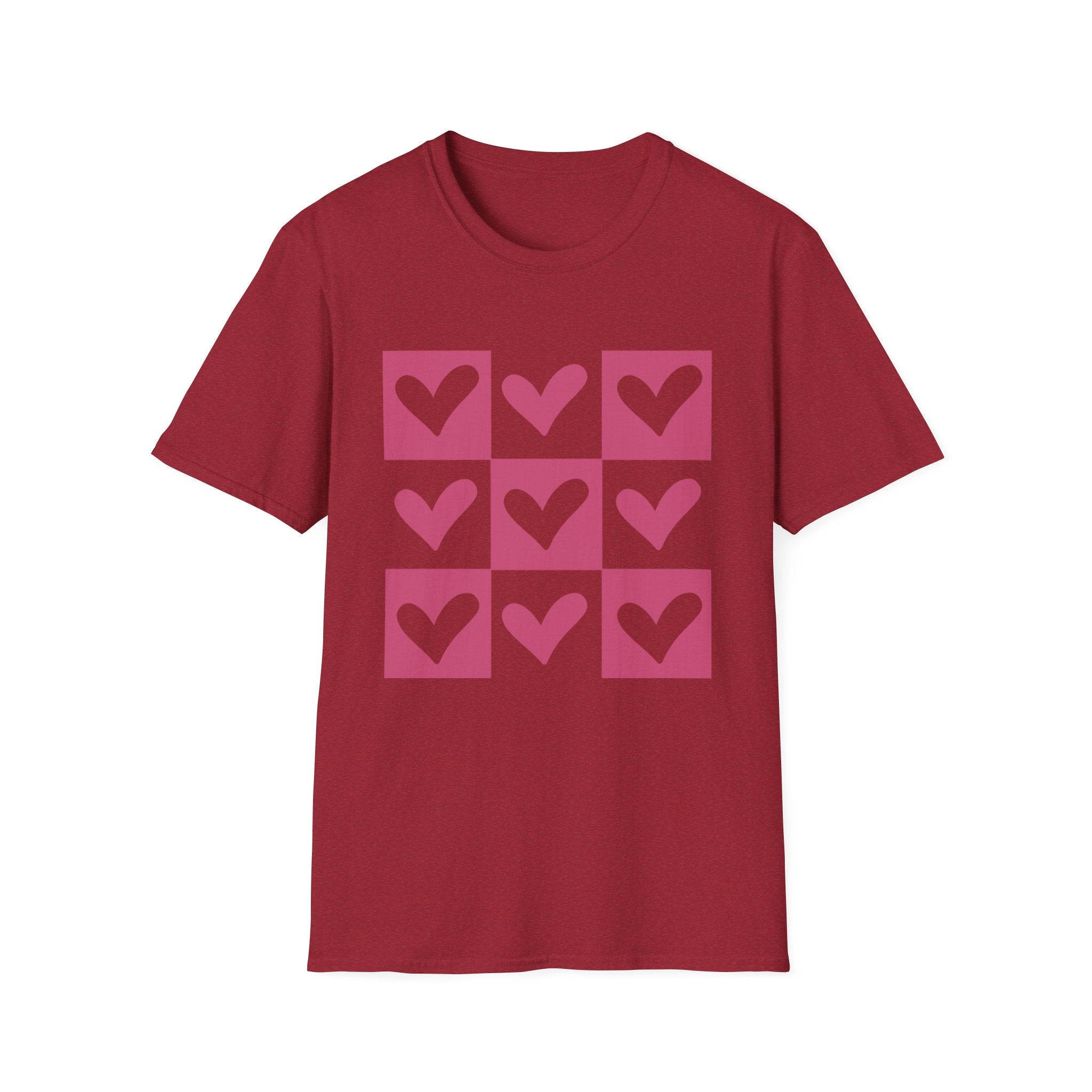 Heart Grid Unisex T-Shirt | Simple and Stylish Valentine's Day Gift - KoolKustoms