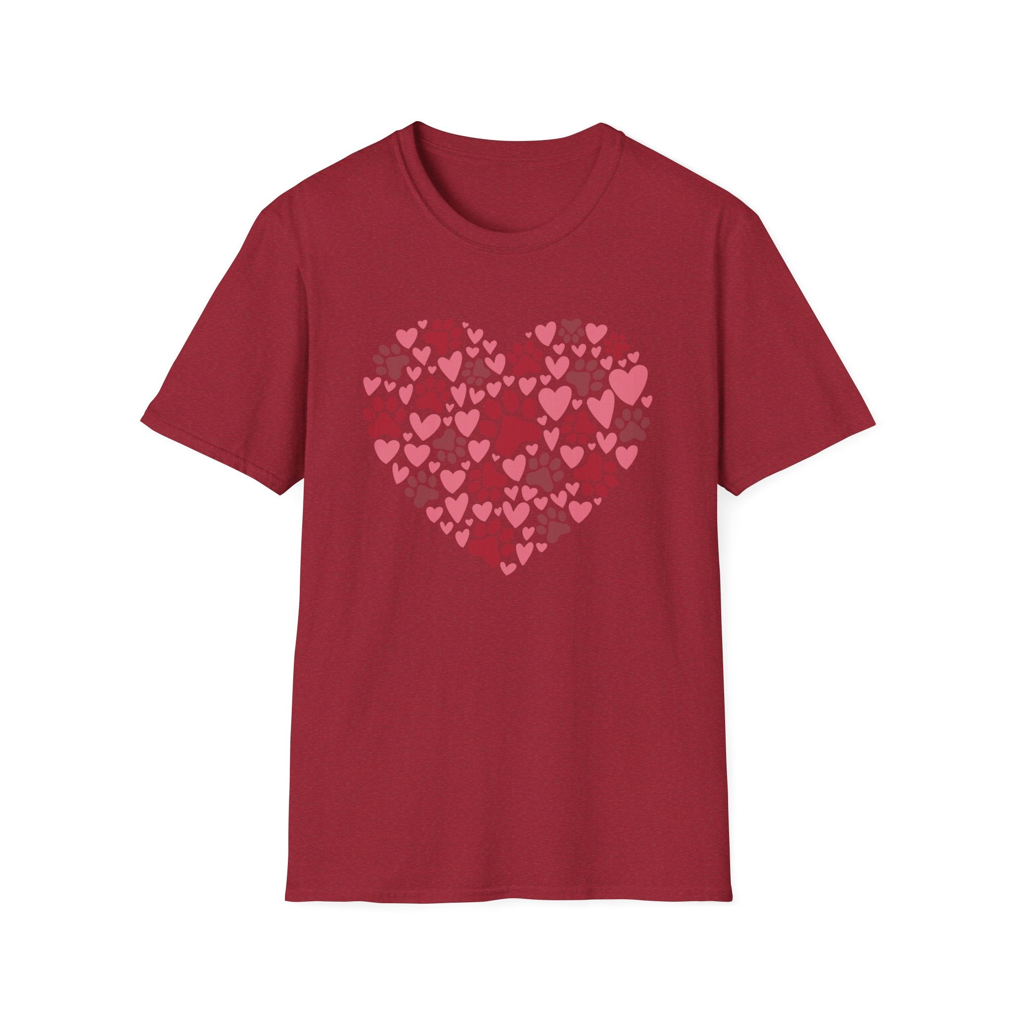 Heart of Paw Prints Unisex T-Shirt | Adorable Valentine’s Day Pet Lover Gift - KoolKustoms