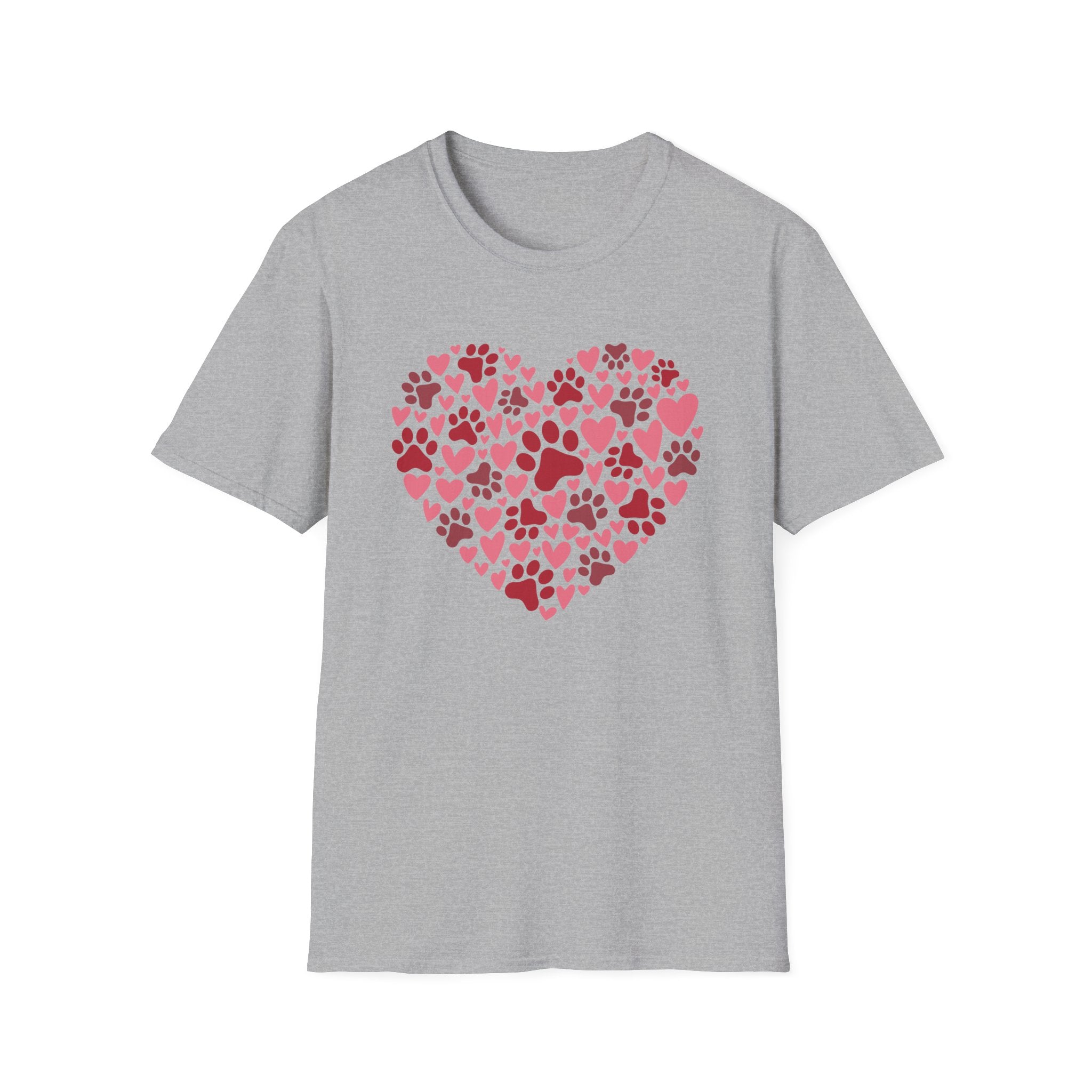 Heart of Paw Prints Unisex T-Shirt | Adorable Valentine’s Day Pet Lover Gift - KoolKustoms