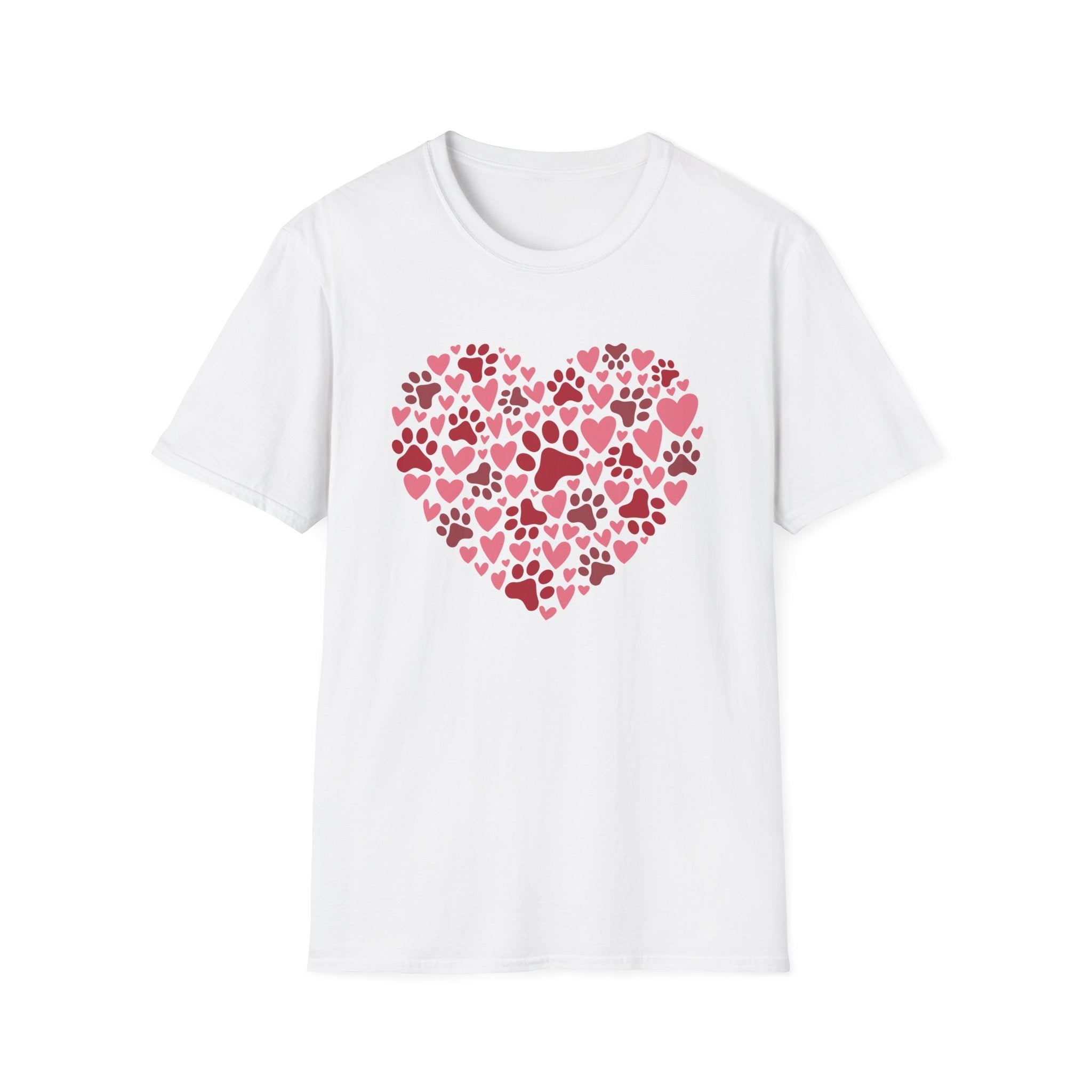 Heart of Paw Prints Unisex T-Shirt | Adorable Valentine’s Day Pet Lover Gift - KoolKustoms