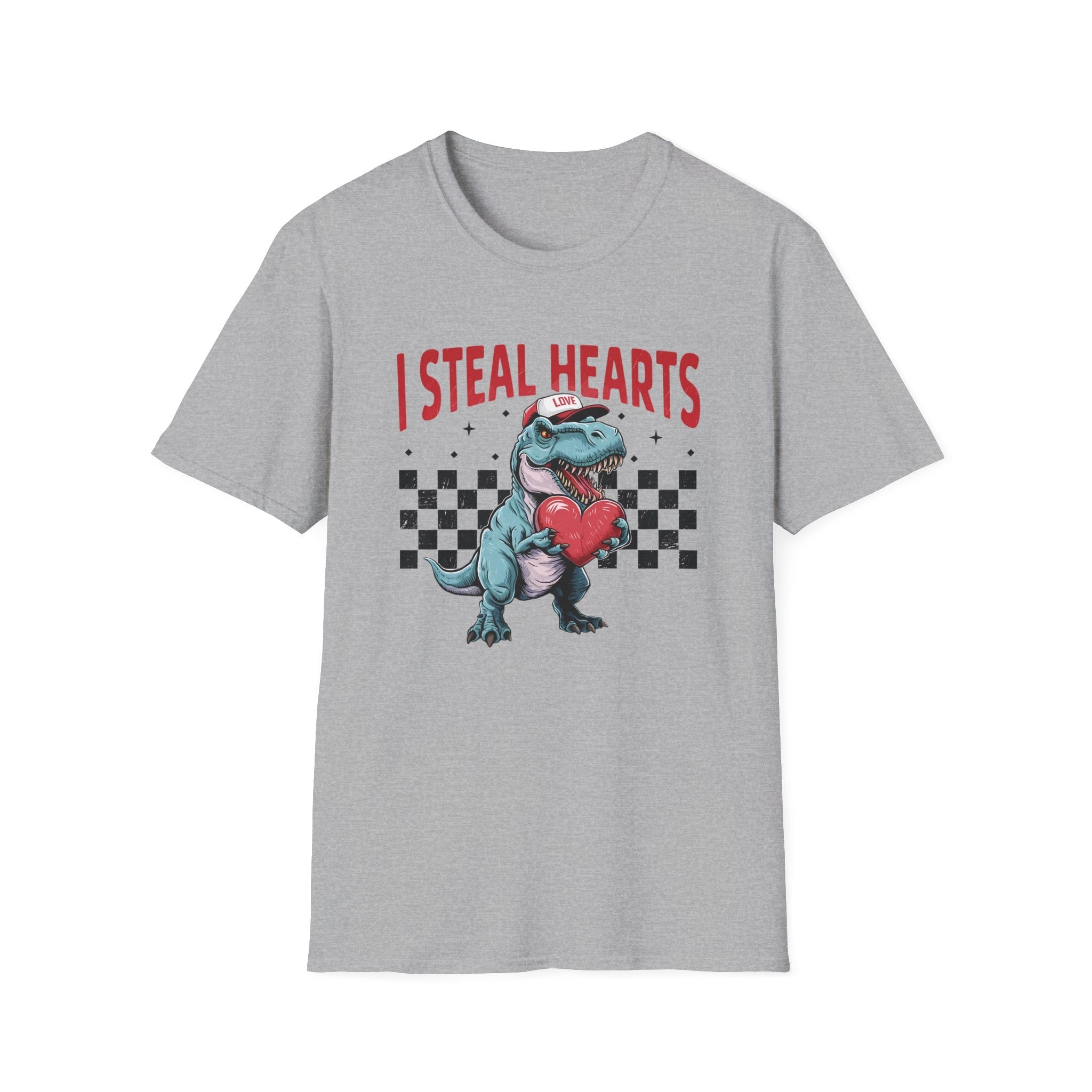 I Steal Hearts Dinosaur Unisex T-Shirt | Fun Valentine’s Day Gift - KoolKustoms