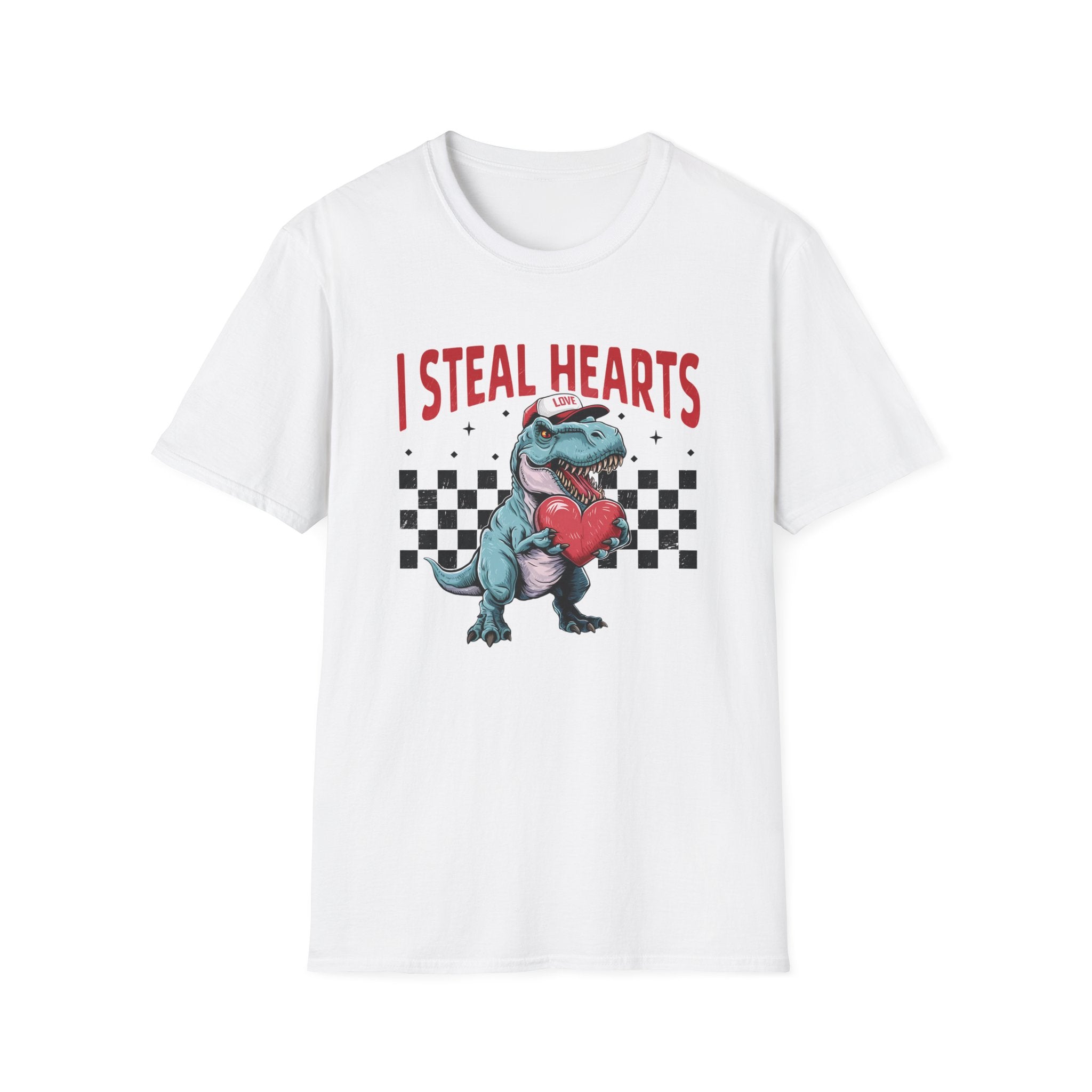 I Steal Hearts Dinosaur Unisex T-Shirt | Fun Valentine’s Day Gift - KoolKustoms