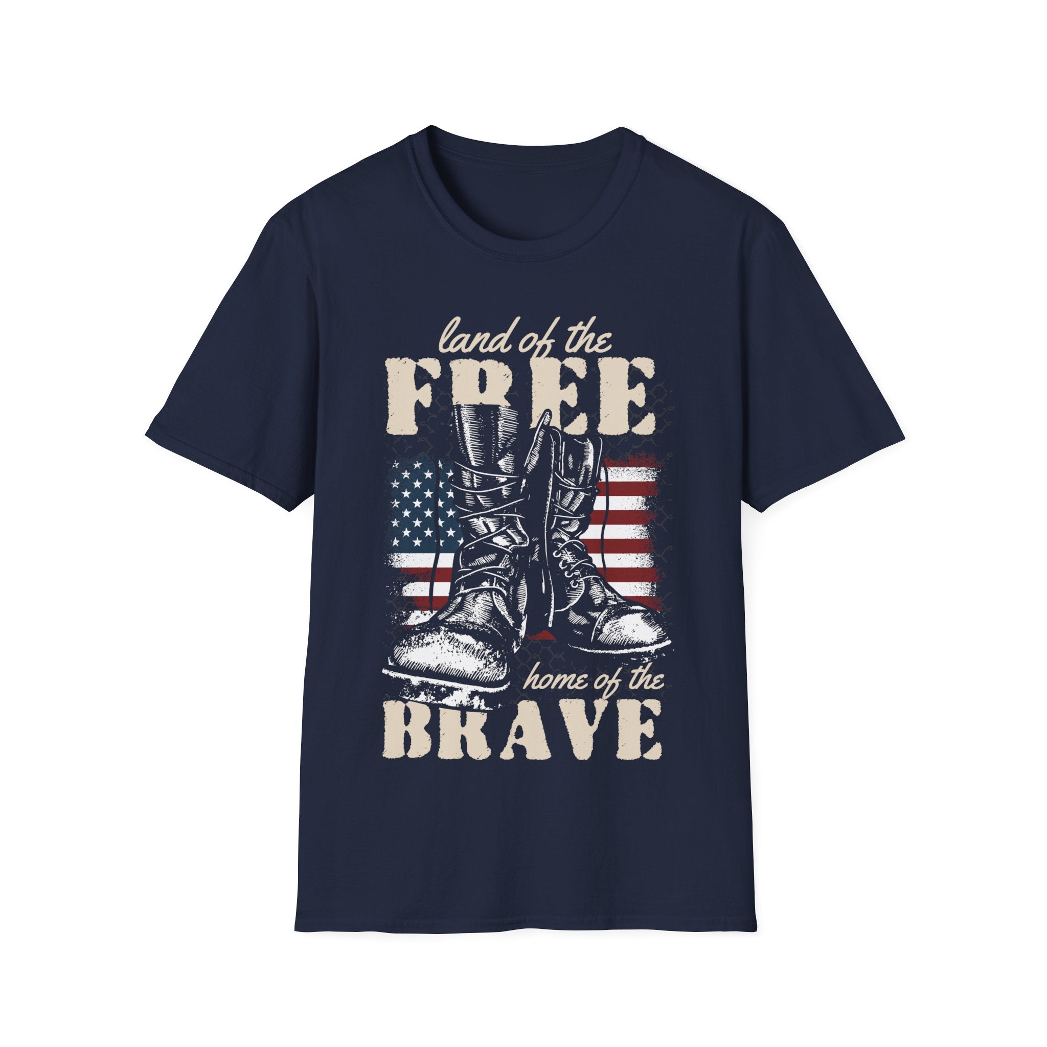 Land of the Free Home of the Brave Military Boots American Flag Shirt - KoolKustoms