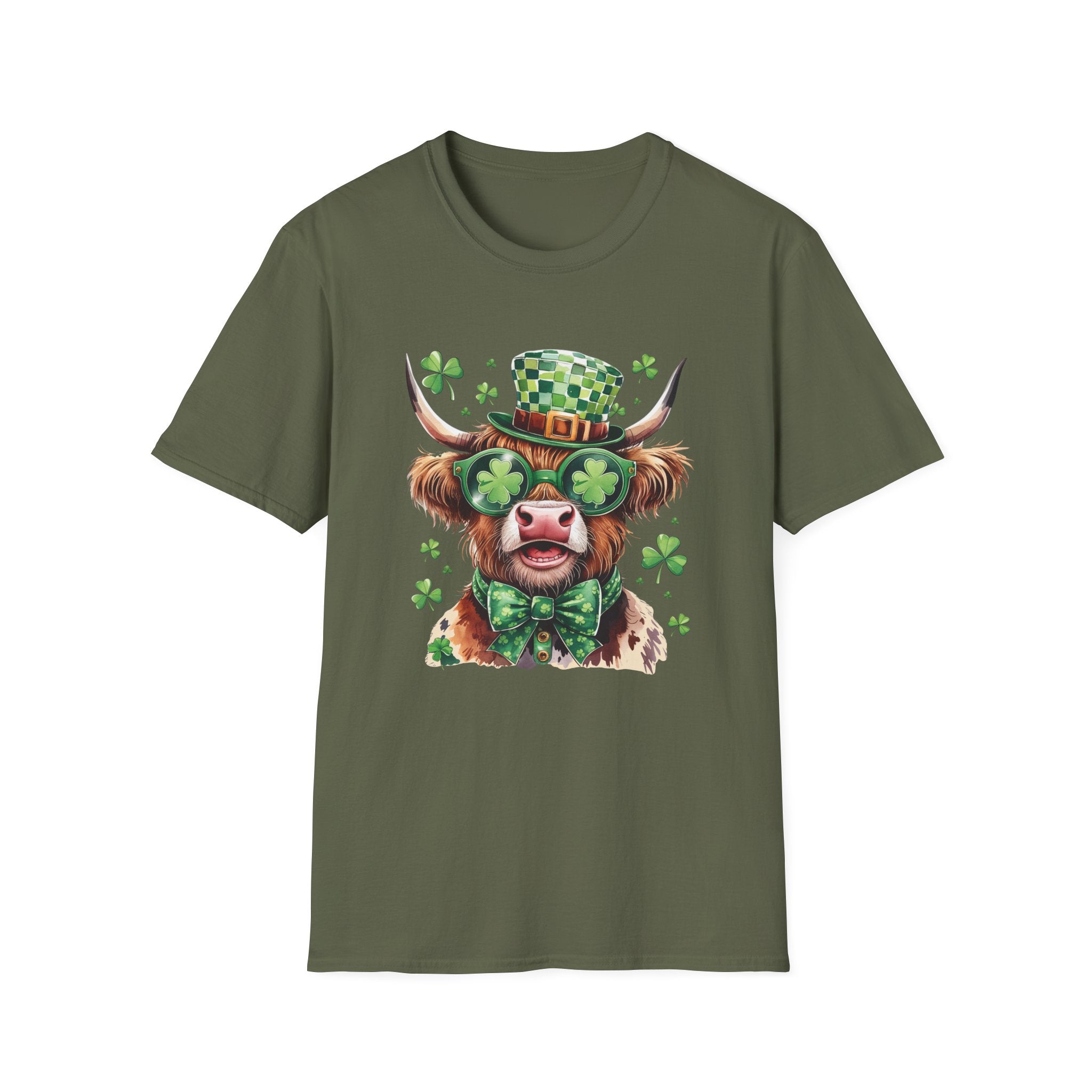 Lucky Highland Cow Unisex T-Shirt | St. Patrick’s Day Fun Tee - KoolKustoms