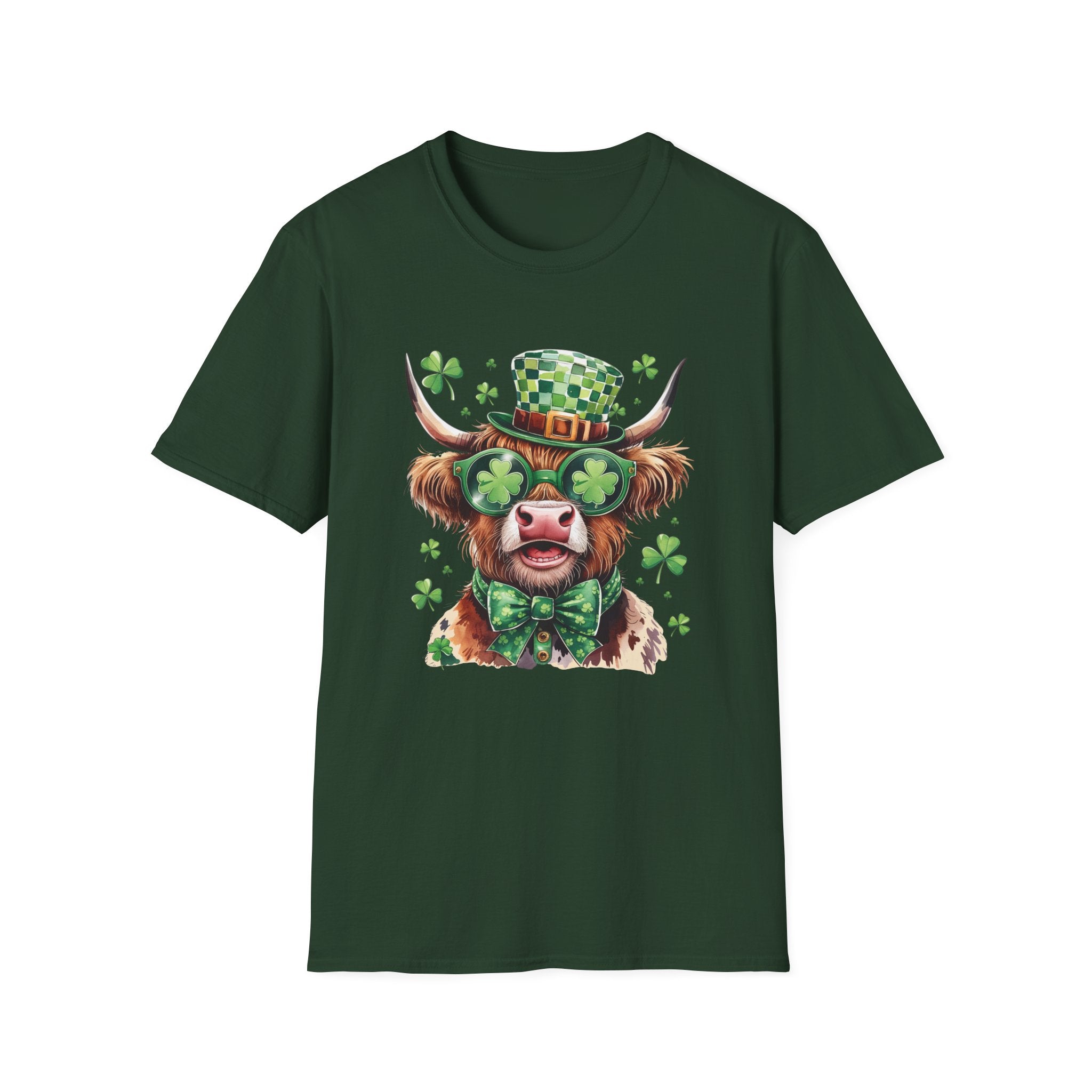 Lucky Highland Cow Unisex T-Shirt | St. Patrick’s Day Fun Tee - KoolKustoms