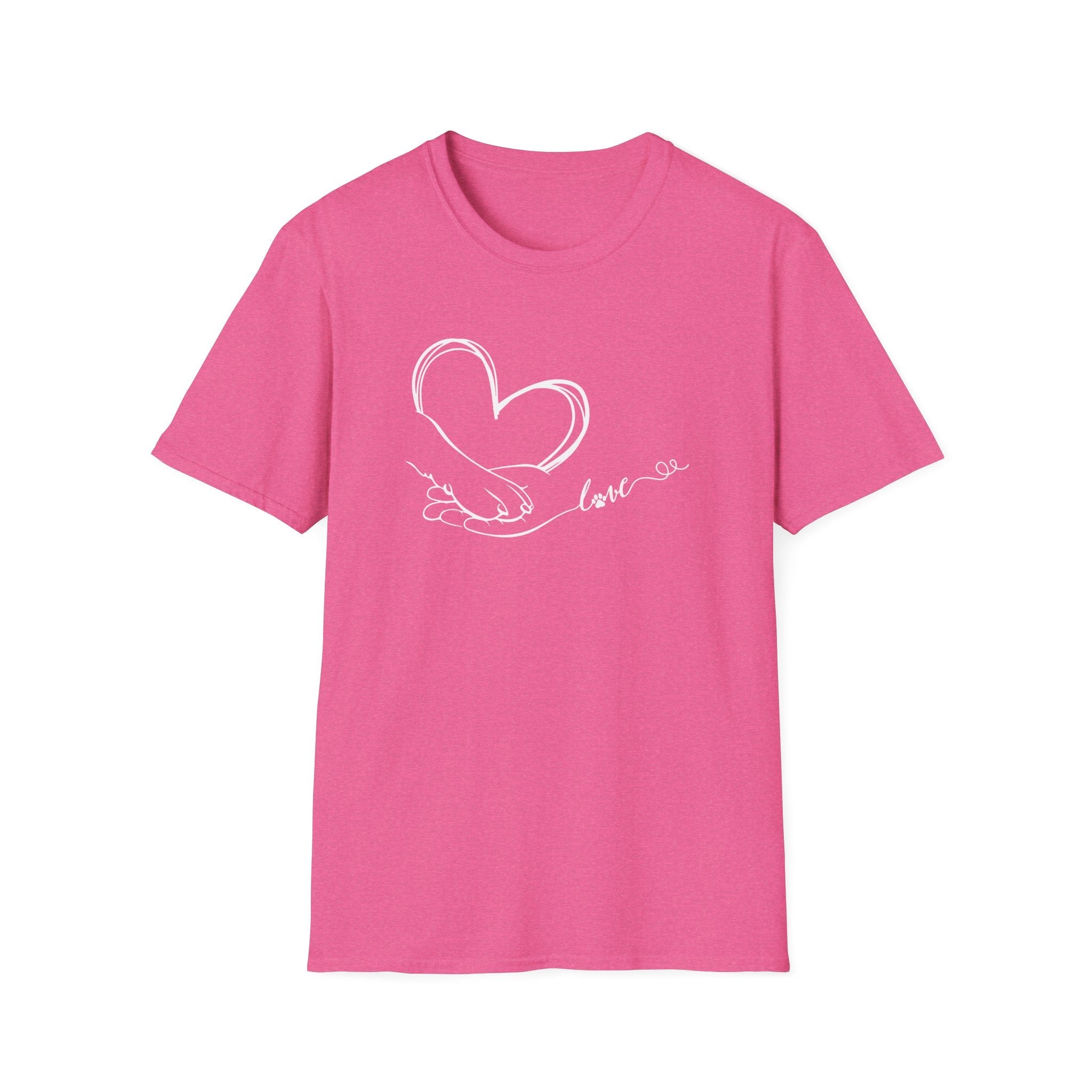 Minimalist Paw in Hand Love Unisex T-Shirt | Elegant Valentine’s Day Apparel - KoolKustoms